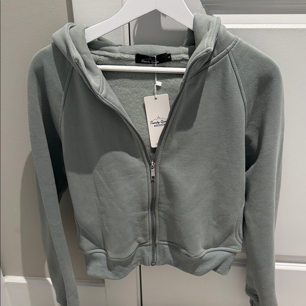 BRAND NEW Sage Green Zip-Up Hoodie (with tags)